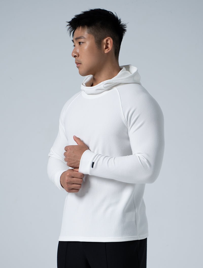 Wafflux™ 雲感連帽上衣 (白) - AROAK 機能健身服飾 | 專為健人打造