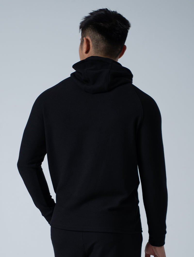 Wafflux™ 雲感連帽上衣 (黑) - AROAK 機能健身服飾 | 專為健人打造