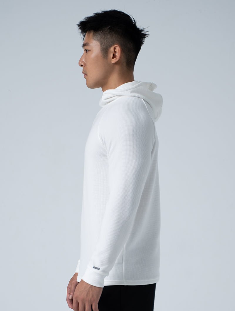 Wafflux™ 雲感連帽上衣 (白) - AROAK 機能健身服飾 | 專為健人打造