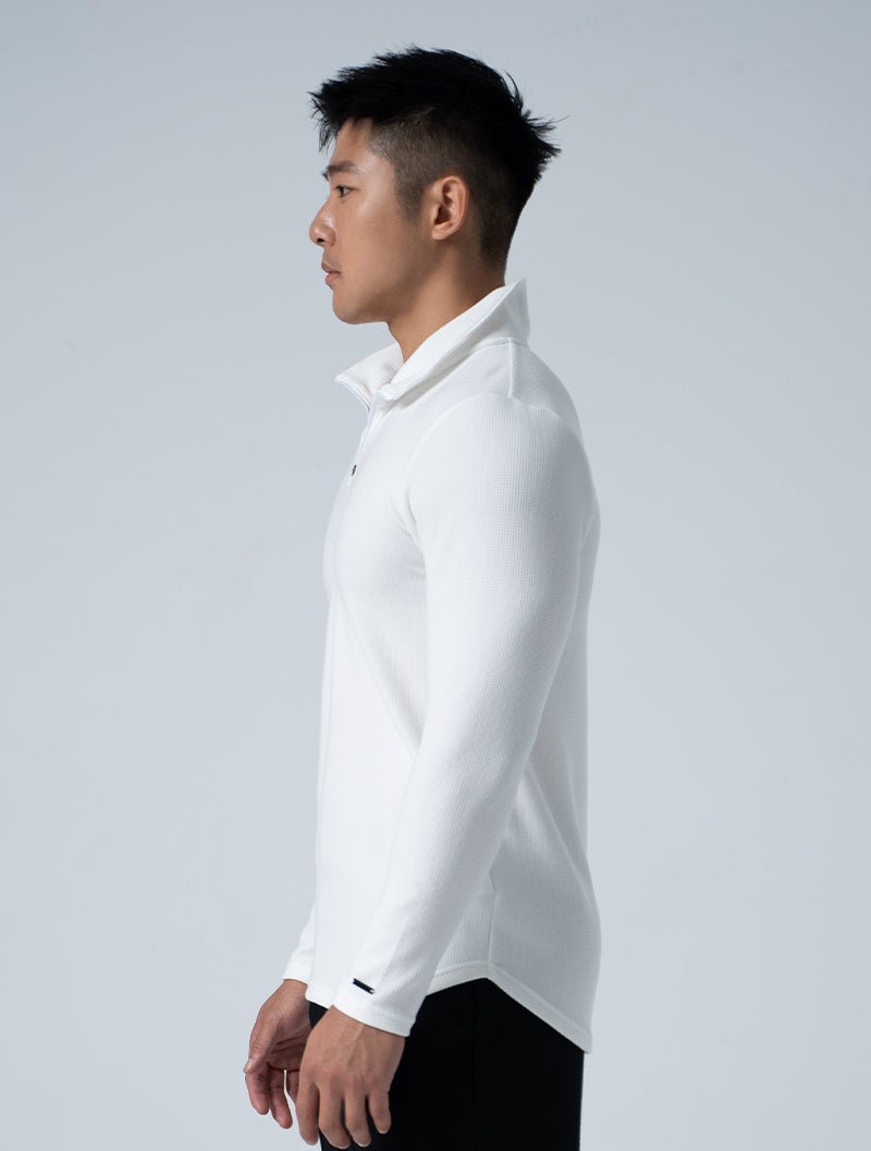 Wafflux™ 雲感半開襟上衣 (白) - AROAK 機能健身服飾 | 專為健人打造