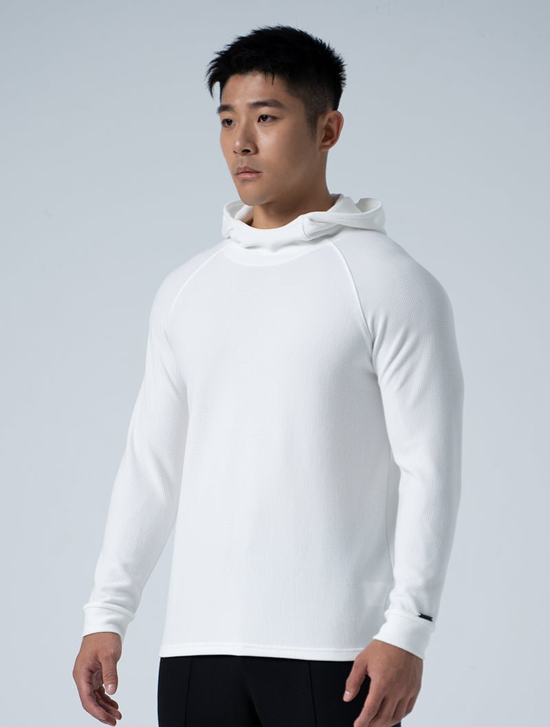 Wafflux™ 雲感連帽上衣 (白) - AROAK 機能健身服飾 | 專為健人打造