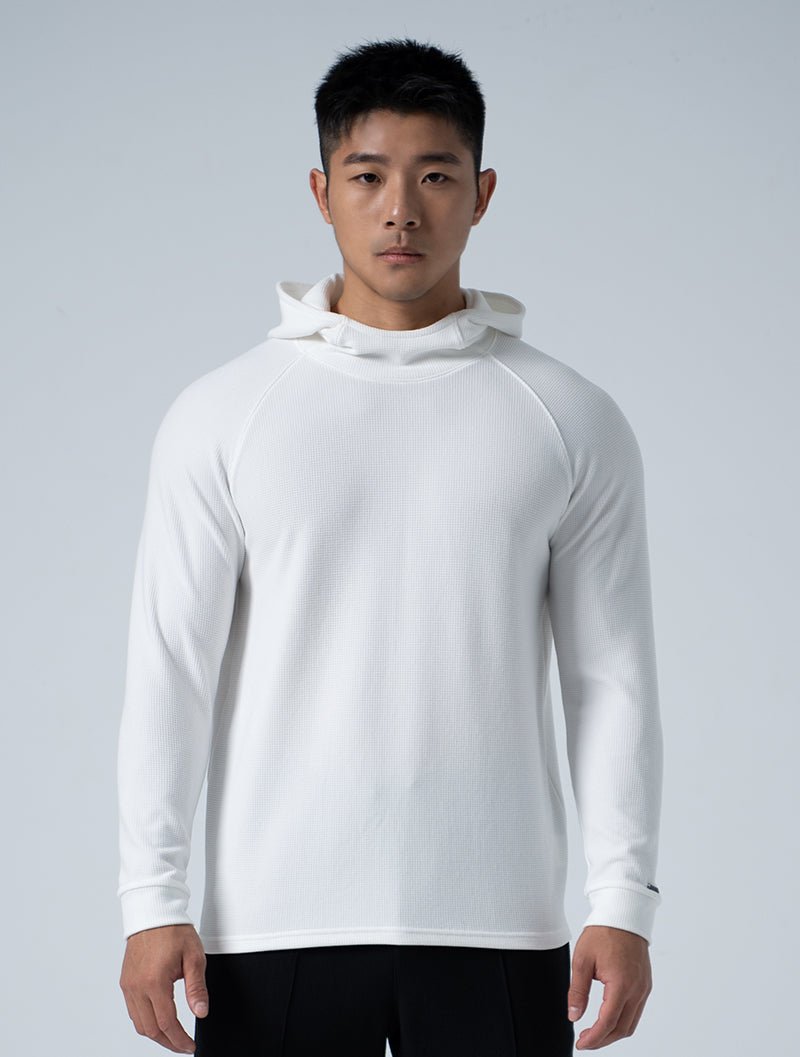 Wafflux™ 雲感連帽上衣 (白) - AROAK 機能健身服飾 | 專為健人打造