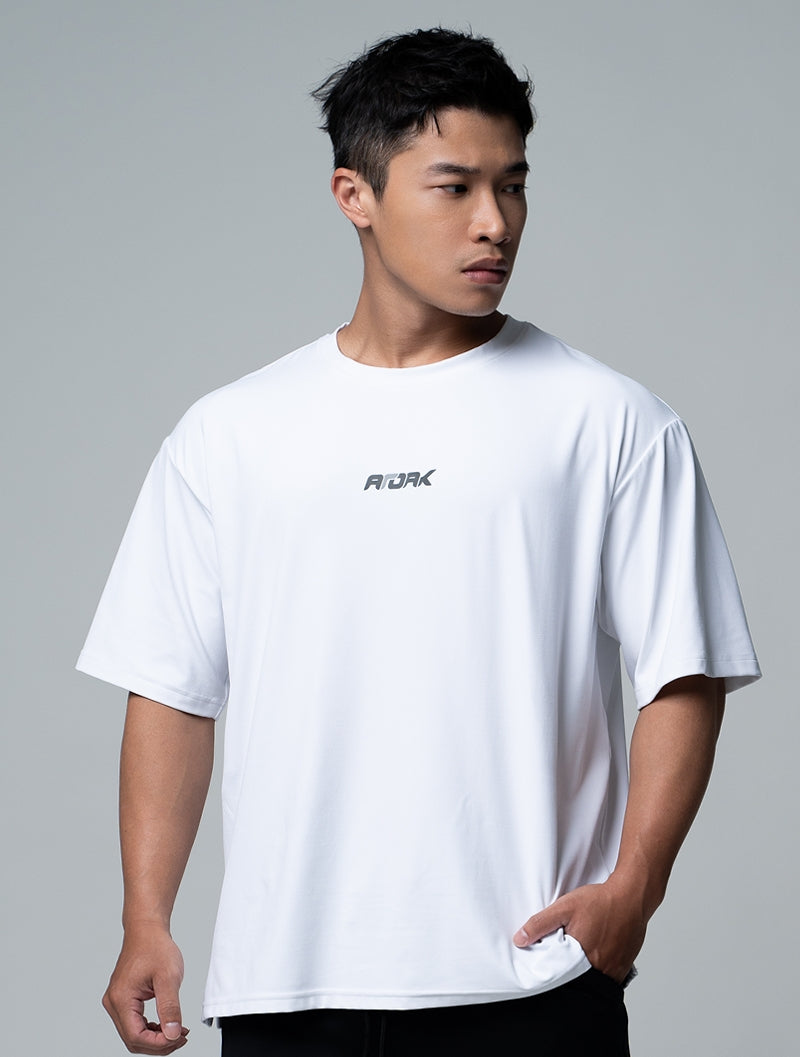 FluxFit™ LOGO沖孔OVERSIZED訓練上衣 (白)